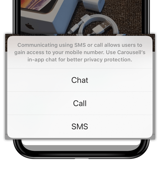 Contact Carousell seller via chat, call or SMS text