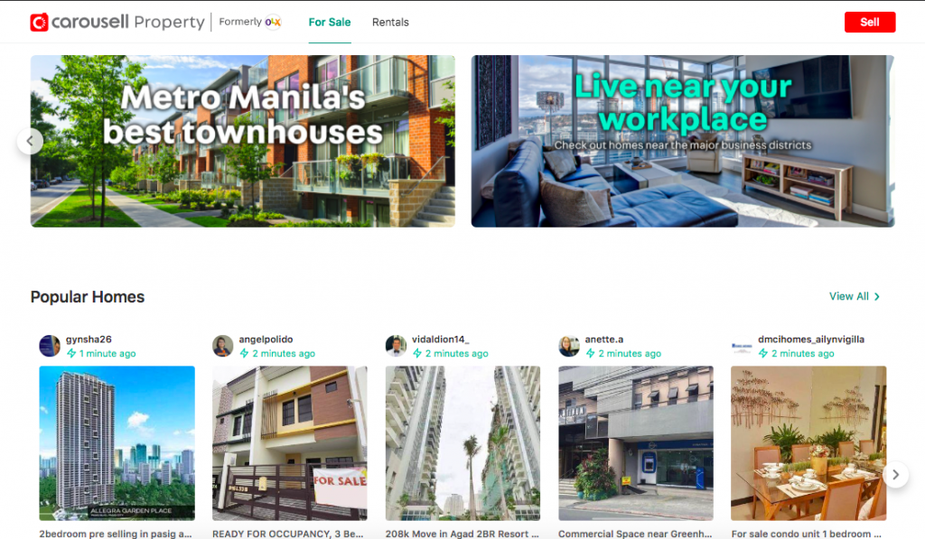 Sell your property on Carousell- Homepage